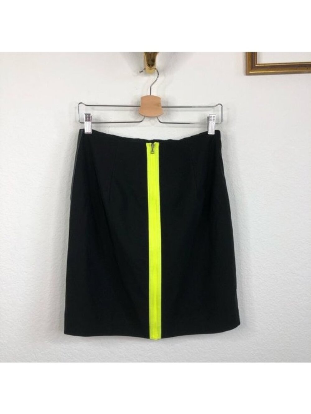 Nicole Miller Leather Neon Pop Zipper Mini A Line